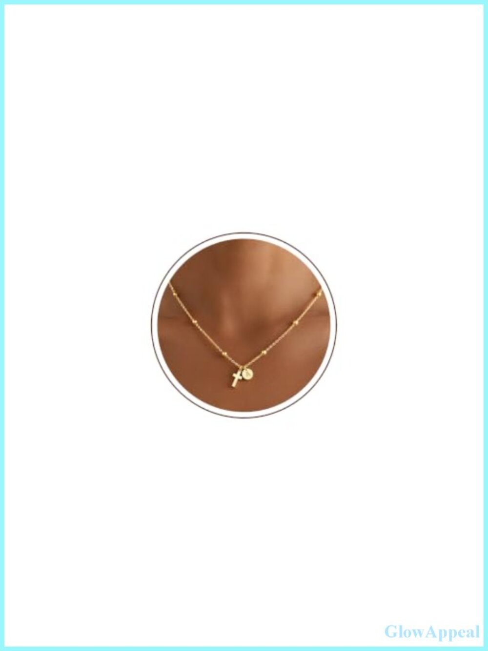 14k Gold Plated Initial Cross Necklace for Girls, Hypoallergenic Religious